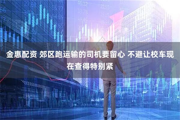 金惠配资 郊区跑运输的司机要留心 不避让校车现在查得特别紧