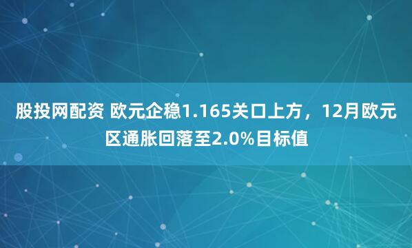 股投网配资 欧元企稳1.165关口上方，12月欧元区通胀回落至2.0%目标值
